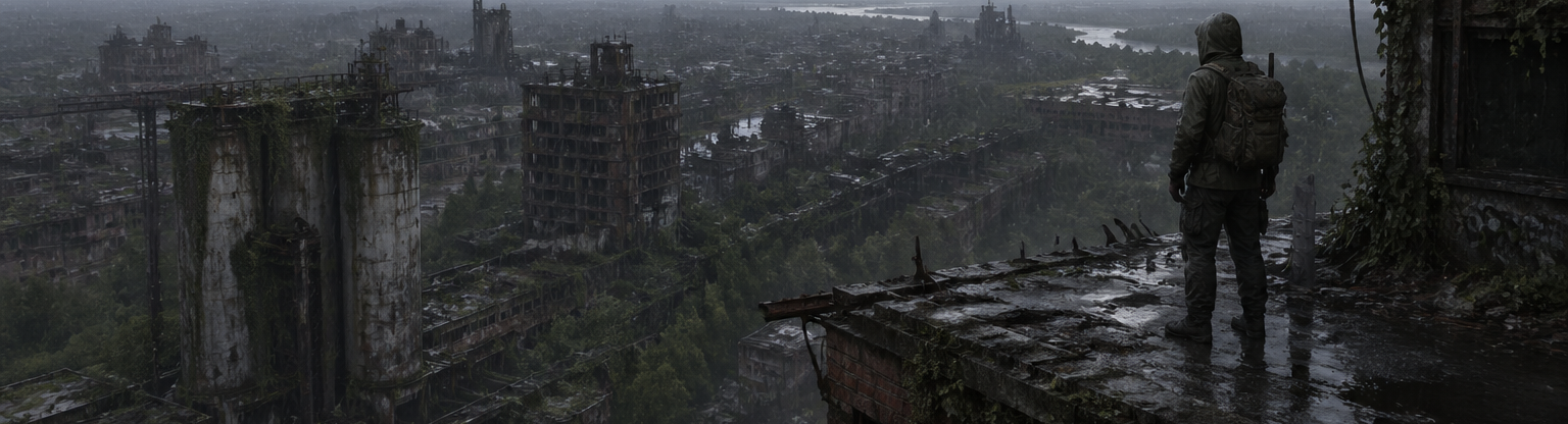 A surface settlement at dusk